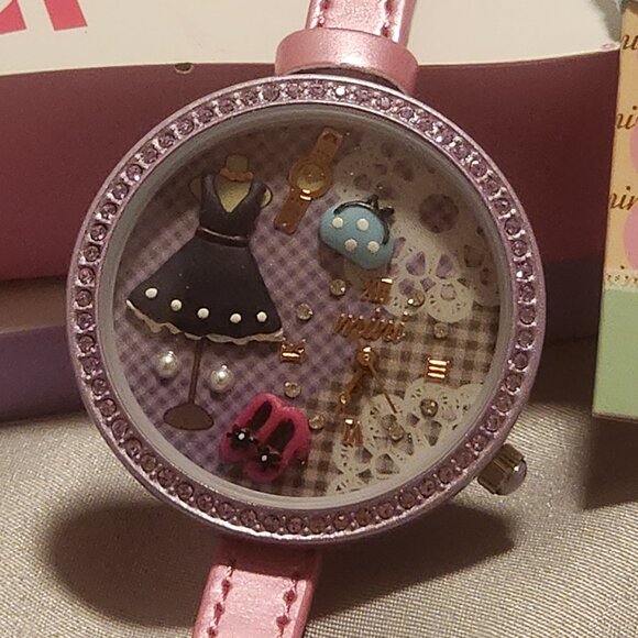 Accessories - Mini Brand Handcrafted Watch - Clothing Boutique Theme with Thin Pink Band